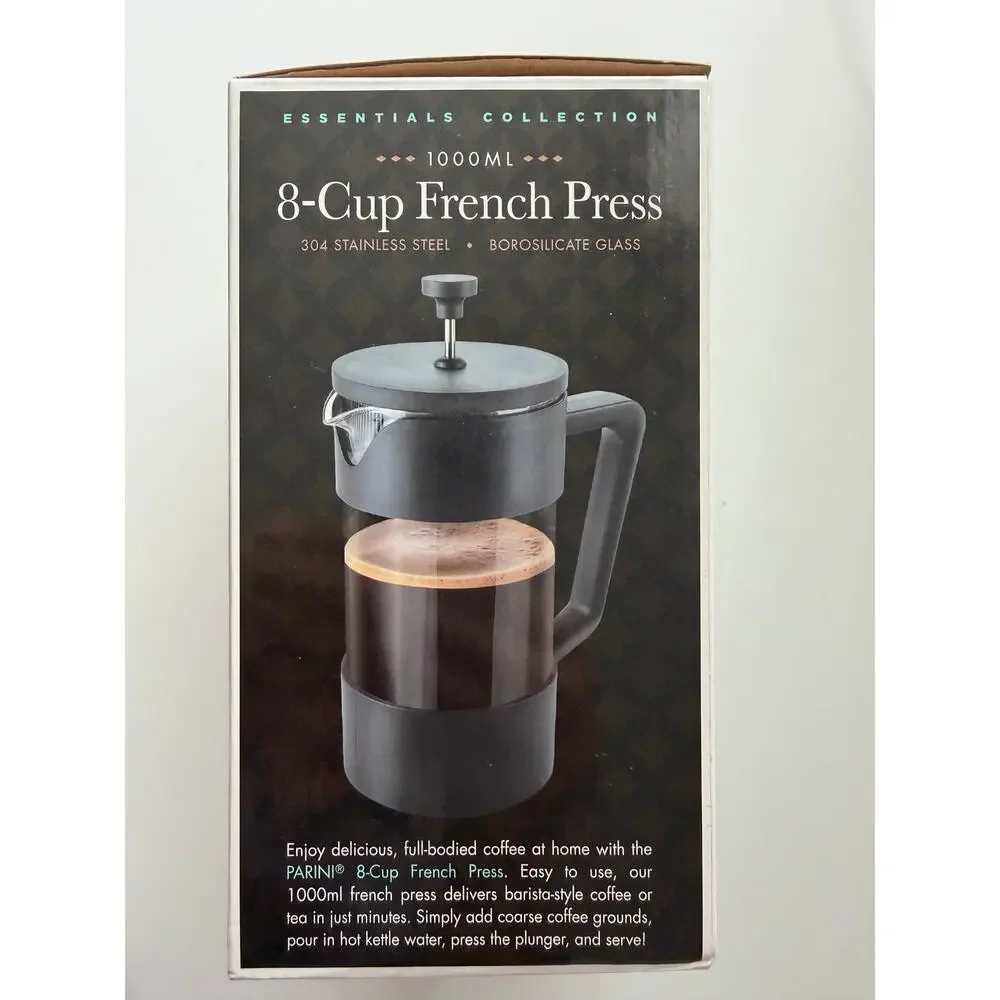 Parini Essential Collection 8-Cup French Press Coffee Tea Maker Stainless New